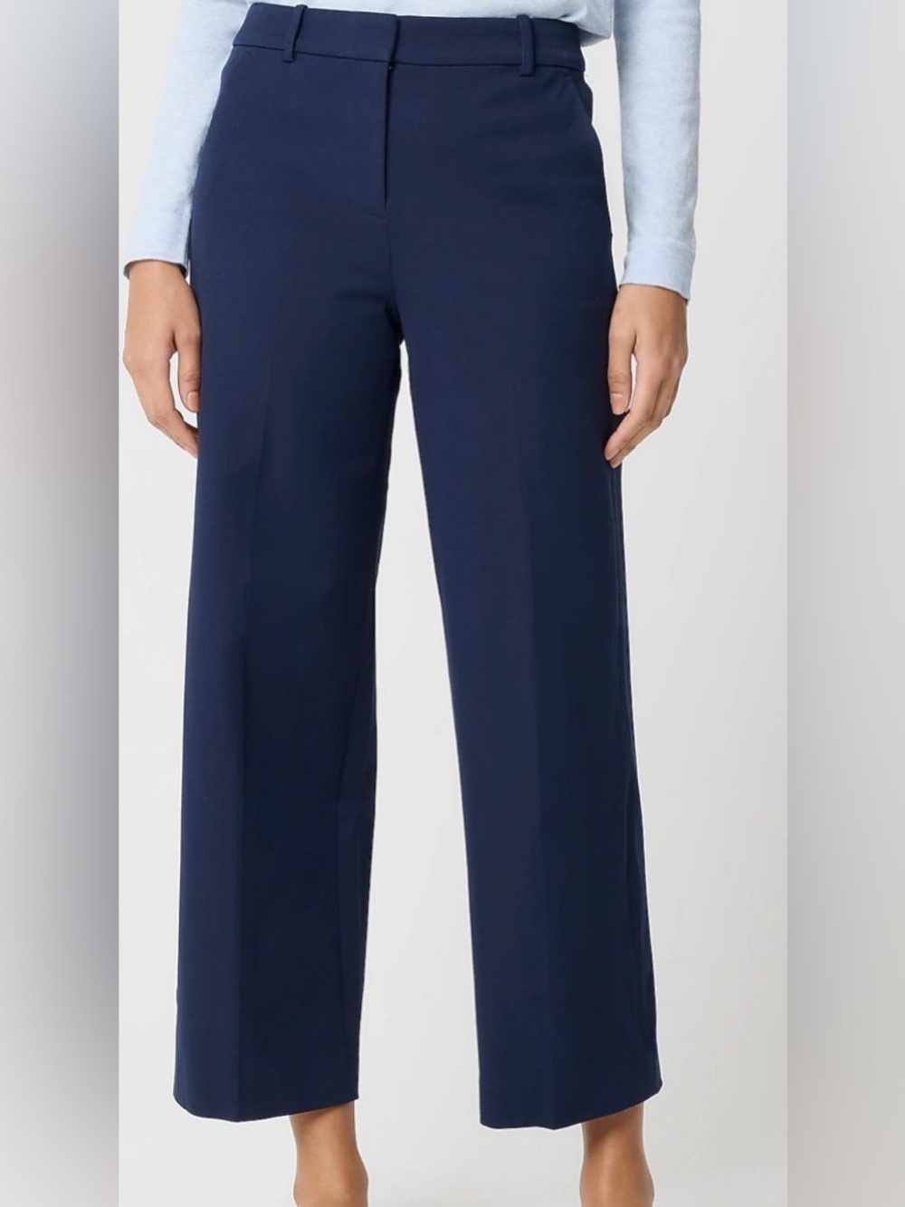 J. Crew Navy Wide-Leg Cropped Dress Pants